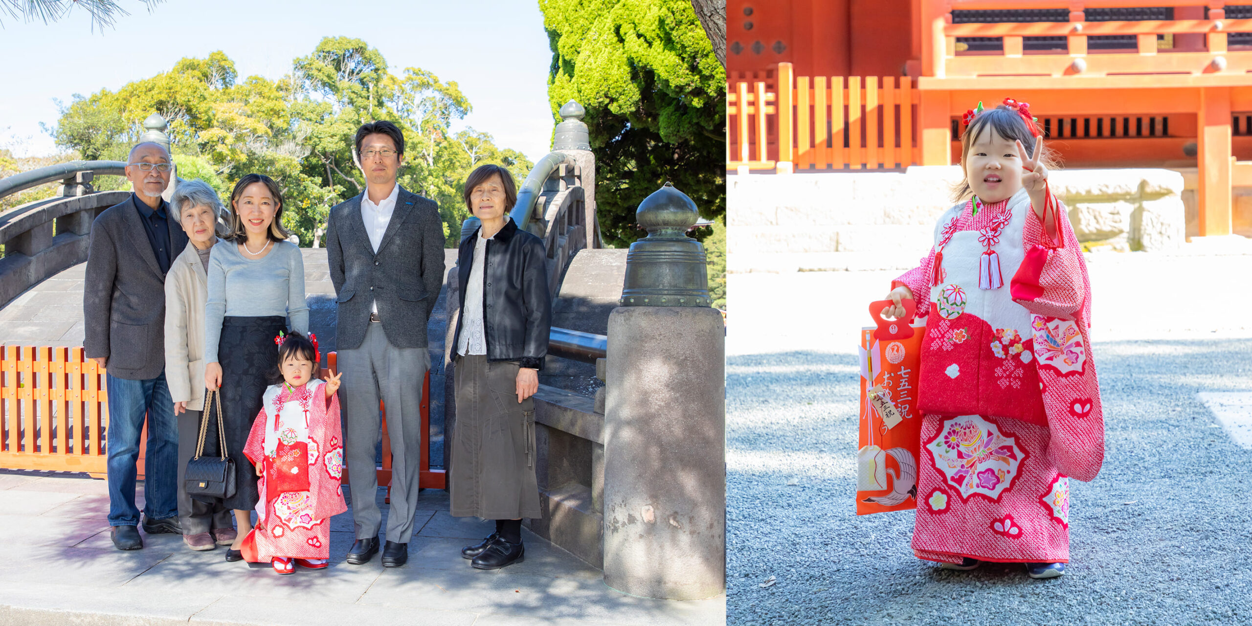 鶴岡八幡宮に出張撮影した3歳の女の子の七五三記念写真