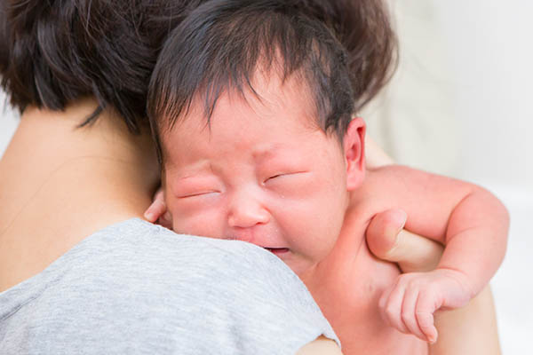 ママに抱かれる新生児の写真
