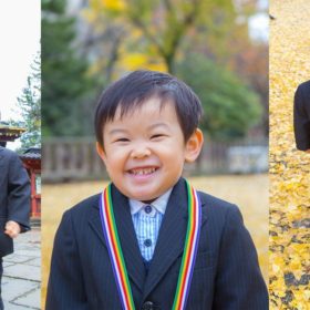 東京の根津神社に出張撮影した三歳の男の子の写真