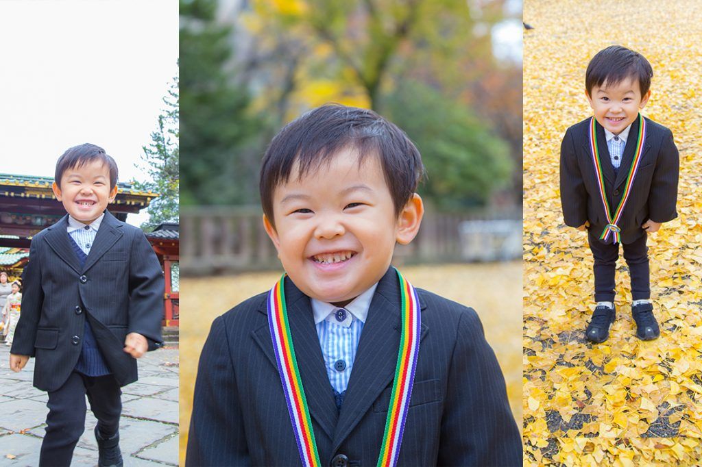 東京の根津神社に出張撮影した三歳の男の子の写真