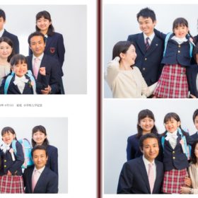 入学式の日に撮影した家族の集合写真