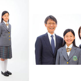 中学校入学記念の家族写真